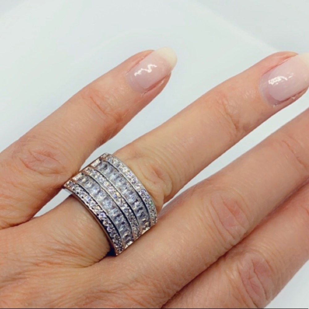 Sterling Silver Diamond Wide Ring - Picture 8 of 9